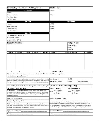 Bill Of Lading Example Pdf - 02/2022