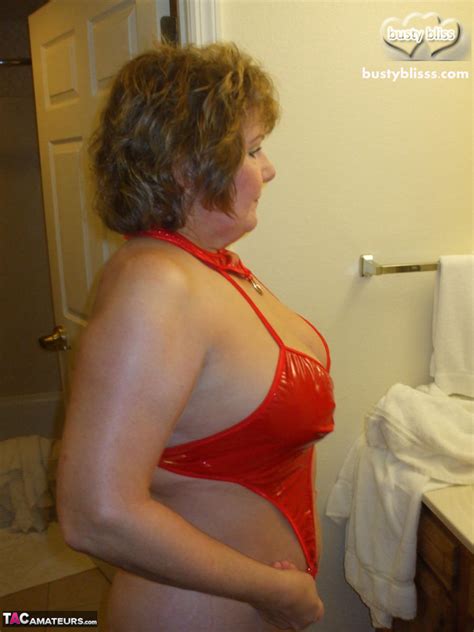 Chubby Older Lady Busty Bliss Takes A Cumshot On Her Tits In Red Lingerie CoedCherry