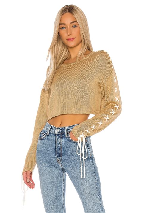 Grlfrnd Ronnie Cropped Sweater In Nude Revolve