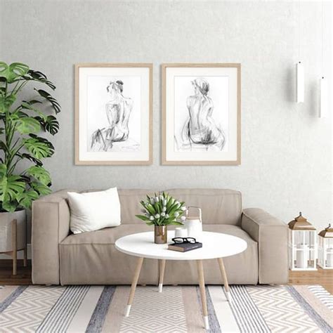 Set Of 2 Prints Black And White Prints Nude Prints Living Etsy