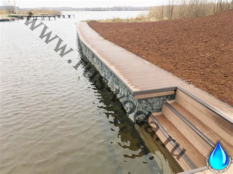 Укрепление берегов пруда, реки: берегоукрепление габионами, шпунтом ...