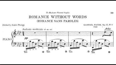 Gabriel Fauré Romance Sans Paroles Op 17 3 YouTube