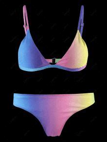 21 OFF 2019 Colorful Spaghetti Strap Ombre Skimpy Bikini In COLORMIX