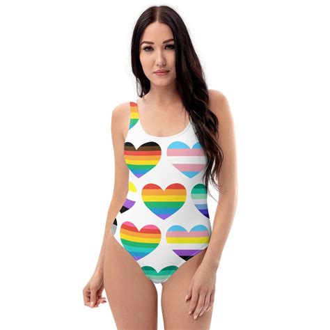 Lgbtq One Piece Swimsuit Rainbow Gay Pride Women S Bathing Suite Rainbow Swimsuit Pride Apparel