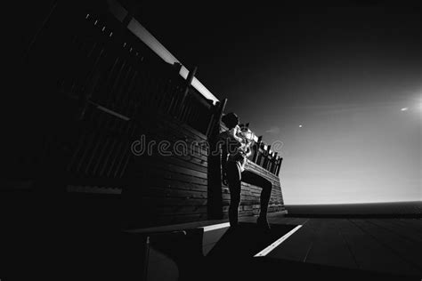 Beautiful Phenomenal Stunning Elegant Blonde Model With Perfect Erotic Body Suit Stock Photo