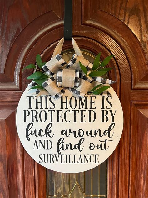 Rude Door Sign Funny Fuck Front Door Sign Fuck Around And Find Out Door Hanger This Home Is