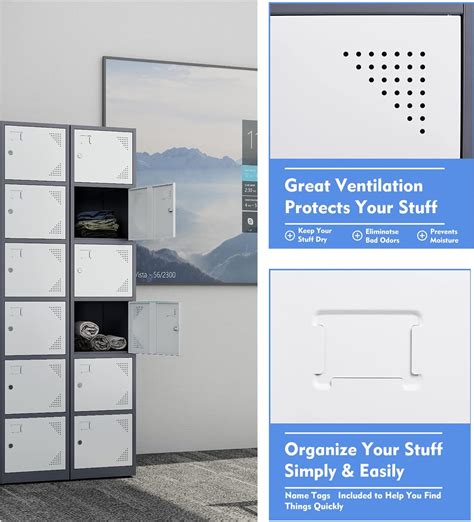 Yizosh Metal Locker With 6 Doors Tall Steel Storage Lockers For