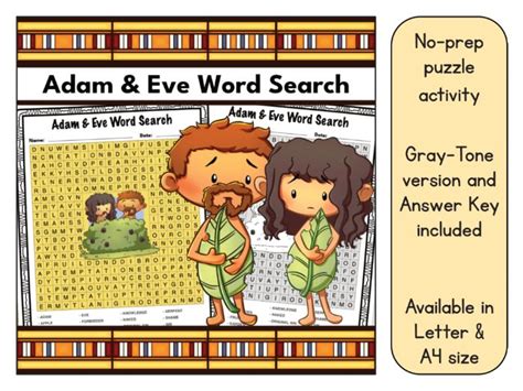 Adam And Eve Word Search Bible Puzzle Activity Worksheet Teaching