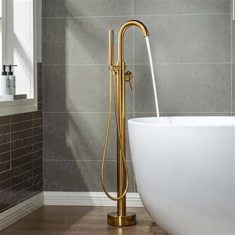 Woodbridge Venice Single Handle Freestanding Floor Mount Tub Filler Faucet With Hand Shower In