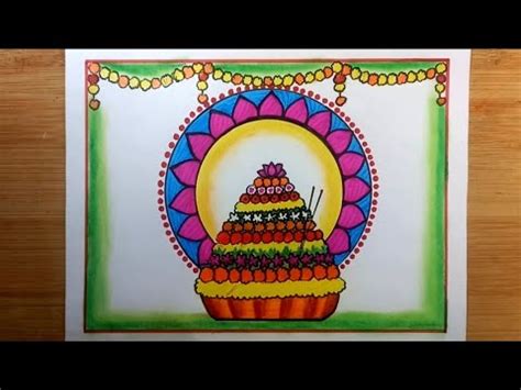 bathukamma festival drawinghow  draw bathukamma drawing easy happy