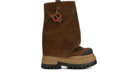 Naked Wolfe Asymmetric Toe Canvas Chunky Boots In Brown Lyst