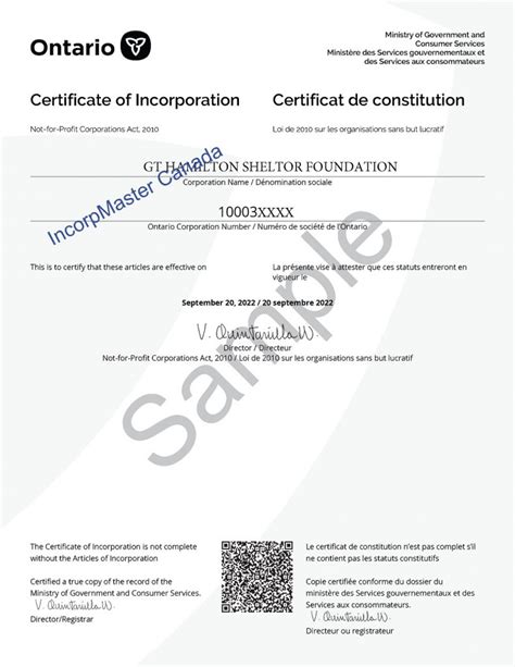 Sample Of Certificate Of Incorporation On Incorpmaster