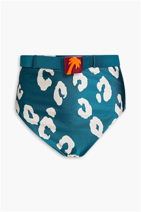 Buy Zimmermann Zimmermann Shelly Belted Leopard Print High Rise Bikini Briefs Blue At Off