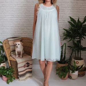1960s Babydoll Nightie Small Medium Pastel Green Negligee Nightgown Baby Doll Lingerie 1960 S