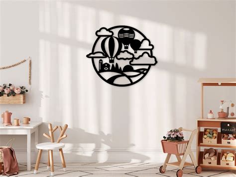 Hot Air Balloon Sky Laser Cut Dxf Svg Glowforge Files Wall Art Sticker Vinly Decal Silhouette