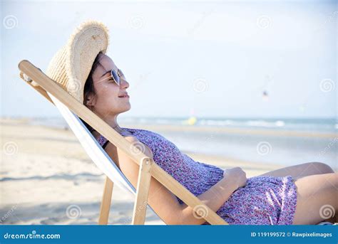 Woman Chilling On The Beach Stock Photo Image Of Deck Female 119199572