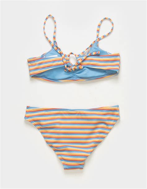 RSQ Girls Textured Stripe Bralette Bikini Set MULTI Tillys