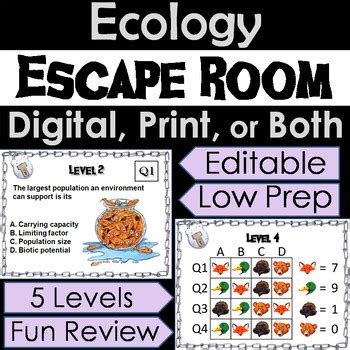 Ecology Review Activity Digital Escape Room Food Webs Symbiosis