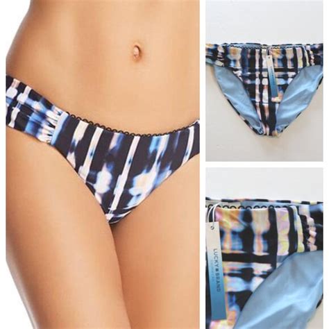 Lucky Brand Swim Lucky Brand Shirred Bikini Swim Bottom Blue Tie