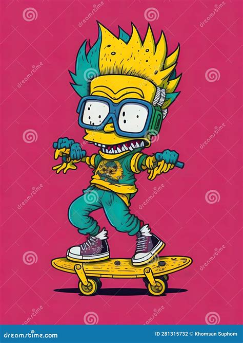 Cute Animals and Cartoon Characters for T-Shirt Design Stock