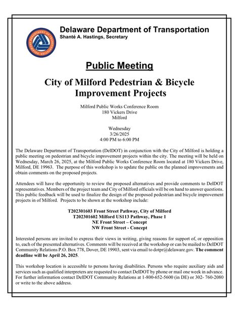 DelDOT Plans Pedestrian & Bicycle Pathway Upgrades in Milford