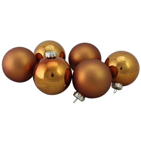 6 Piece Shiny And Matte Copper Glass Ball Christmas Ornament Set 325 80mm