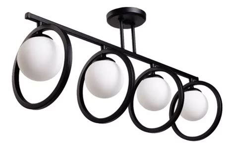 Aplique Barral 4 Luces Elyn Emma Negro Globo Vidrio Led