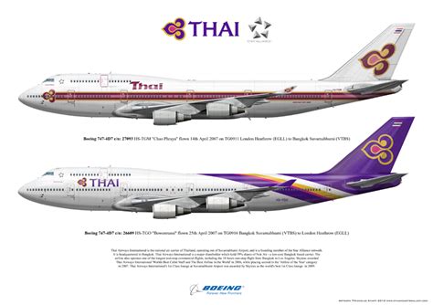 Thai Airways International Boeing 747 4d7 Hs Tgm Hs Tgo Custom Artworks A Photo On Flickriver