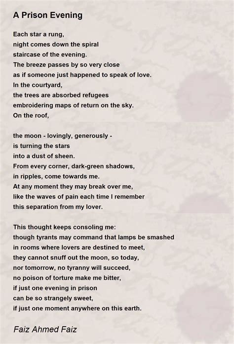 A Prison Evening A Prison Evening Poem By Faiz Ahmed Faiz