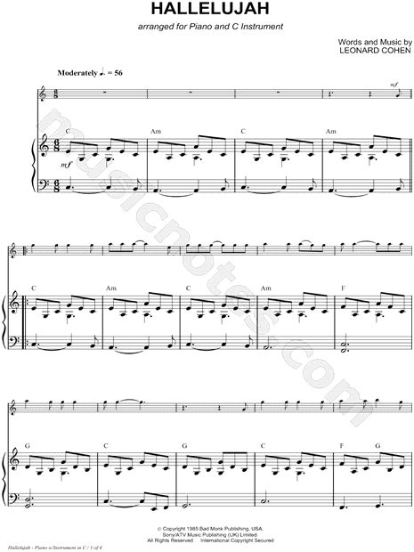 Hallelujah Rufus Piano Sheet Music