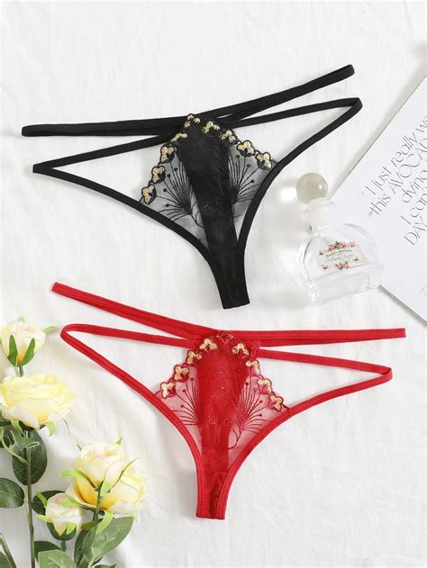 Full Transparent Panties For Women Sexy Lace Underwear Floral Embroidery Lingerie Low Waist