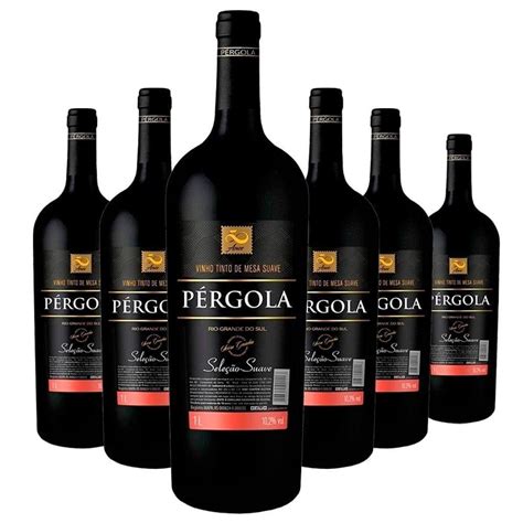 Kit 6 VINHO NACIONAL PERGOLA TINTO SUAVE 1L Pérgola Vinho