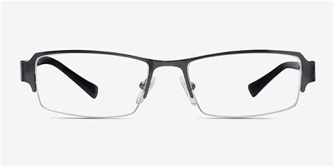 Vela Rectangle Gunmetal Semi Rimless Eyeglasses Eyebuydirect Canada