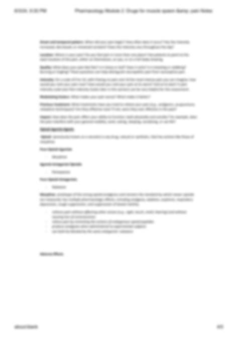 SOLUTION: Pharmacology module 2 drugs for muscle spasm amp pain notes