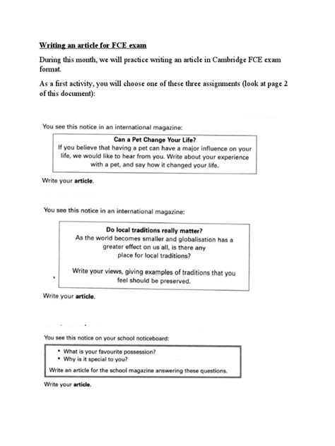 Writing An Article For Fce Exam Pdf