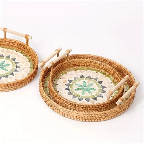 Rattan Basket Rattan Woven Shell Tray Natural Seashell Temu