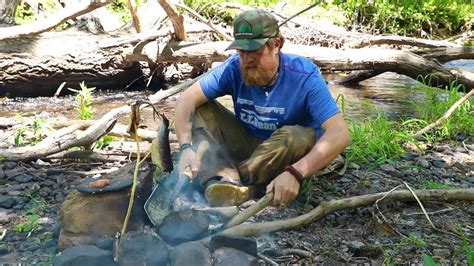 Catch And Cook Fish With Your Bare Hands And Bushcraft Waterwheel Part