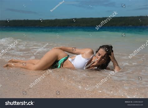 Brunette Girl Swimsuit Relaxing Water Sexy Stock Photo Shutterstock