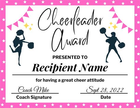 Editable Cheerleading Certificate Editable Cheer Awards Printable