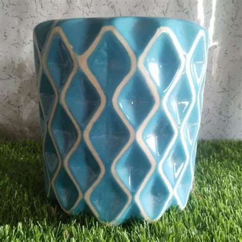 Hand Building Blue Ceramic Pots, For Exterior Decor at Rs 200 in Khurja