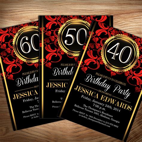 44 Black And Gold Birthday Invitations Pictures Free Invitation Template