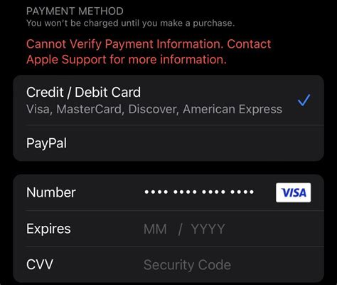how to fix cannot verify payment information