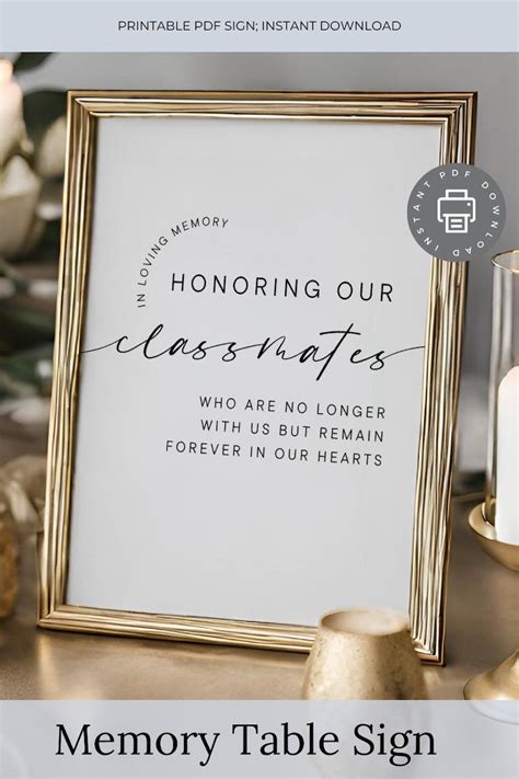 Class Reunion Memorial Sign Honoring Our Classmates Poster In Loving