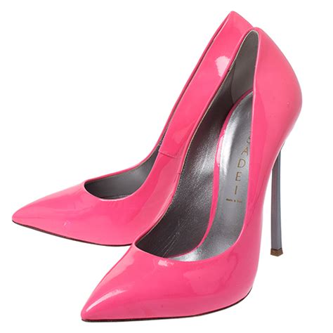 Casadei Neon Pink Patent Leather Blade Heel Pumps Size 37 Casadei Tlc
