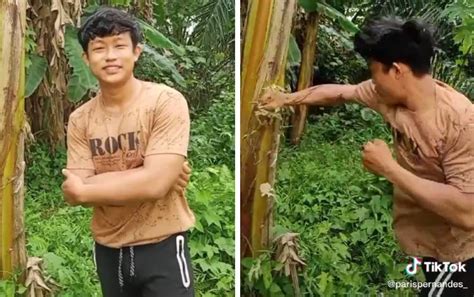 Gegara Pukul Batang Pisang Video Pria Dari Binjai Ini Viral Di Tiktok