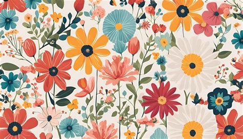 Ditsy Colorful Floral Wallpaper Premium Ai Generated Image