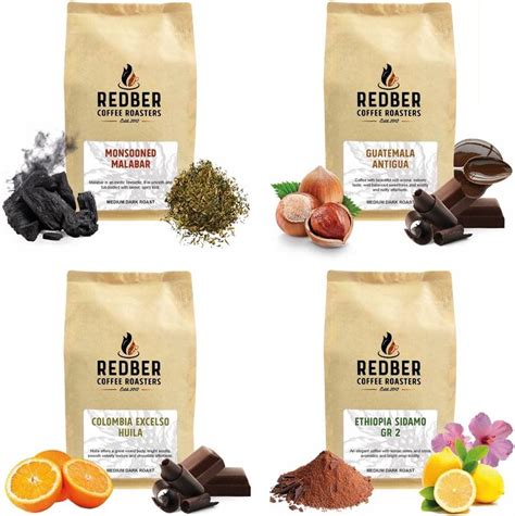 Redber Intro Pack - 4 x 250 g of Coffee Roasted to Order (Beans ...