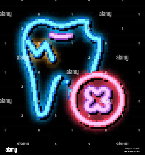 Dentist Stomatology Unhealthy Tooth Neon Glow Icon Illustration Stock