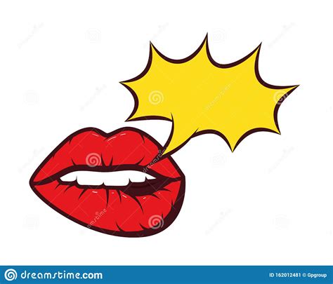 Woman Mouth With Speech Bubble Pop Art Style Stock Vector