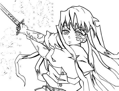 Tokito Muichiro In Demon Slayer Coloring Page Printable